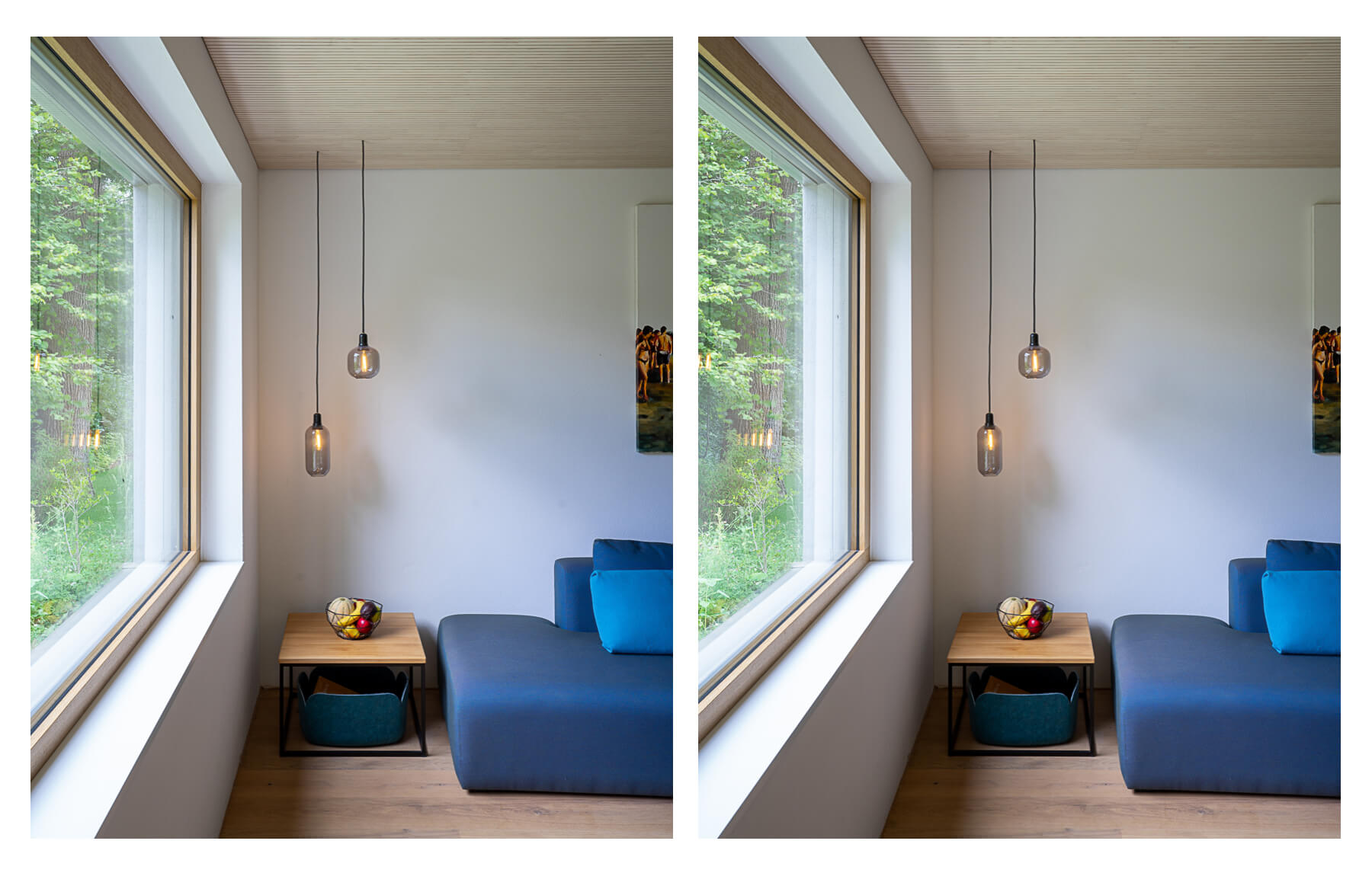 Stereoskopie - Wohnzimmer mit Gartenfenster